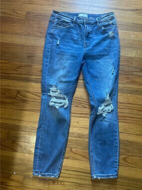 Vervet Distressed Skinny Jeans – Medium Wash Blue Denim, Size 31